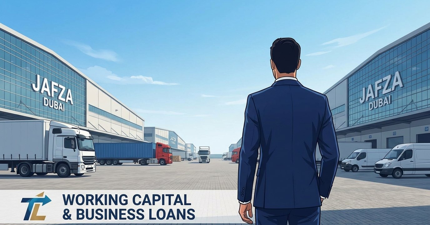 Logistics business owner outside a modern JAFZA warehouse